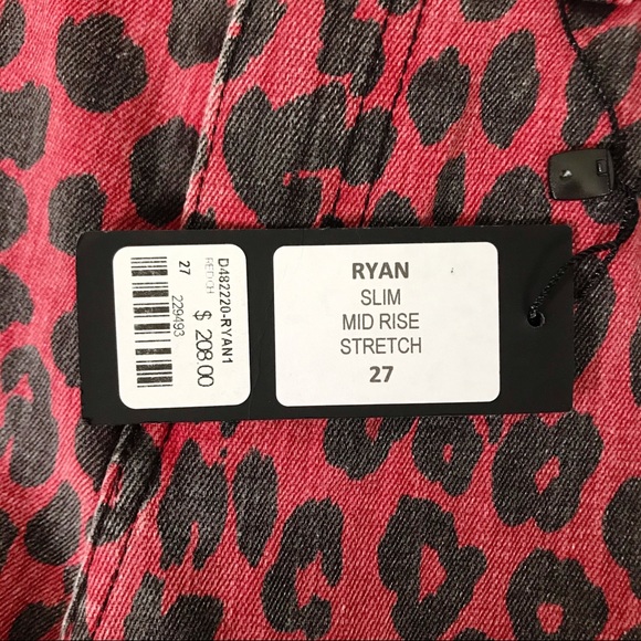 NEW LF Carmar Ryan Red Cheetah Mid-Rise Slim Jeans - Picture 7 of 8